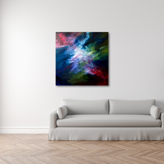 The Peace of Wild Things by Mayte Alquicira. Abstract mixed media painting, 35.8 x 35.8 inches